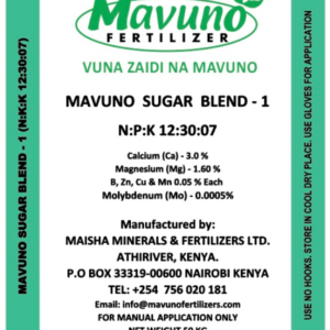 <br>MAVUNO SUGAR - BLEND 1 </br><br>N:P:K 12:30:07</br>