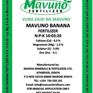 <br>MAVUNO BANANA FERTILIZER</br> <br>N:P:K 10:03:20 </br>