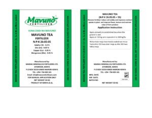 MAVUNO TOBACCOFERTILIZER N:P:K 25:05:05