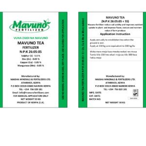 <br>MAVUNO TEA FERTILIZER </br><br>N:P:K 26:05:05</br>
