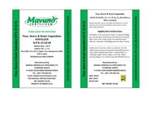 PEAS,BEANS & ROOT VEGETABLE FERTILIZER N:P:K 15:10:18