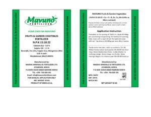 MAVUNO FRUITS AND GARDEN FERTILIZER N:P:K 26:05:05