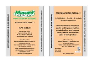 MAVUNO SUGAR BLEND-2N:P:K 26:00:20