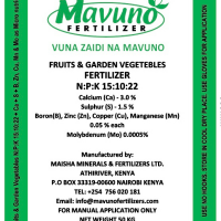 MAVUNO MAVUNO FRUITS & GAURDEN VEGETABLESN:P:K 15:10:22